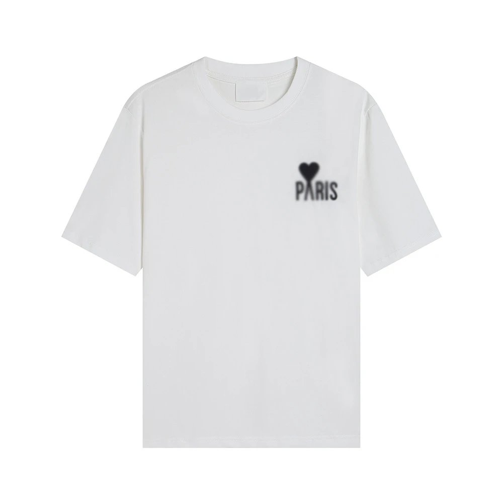 Cotton T-Shirt White Rainbow Heart Embroidery Graphic Tee