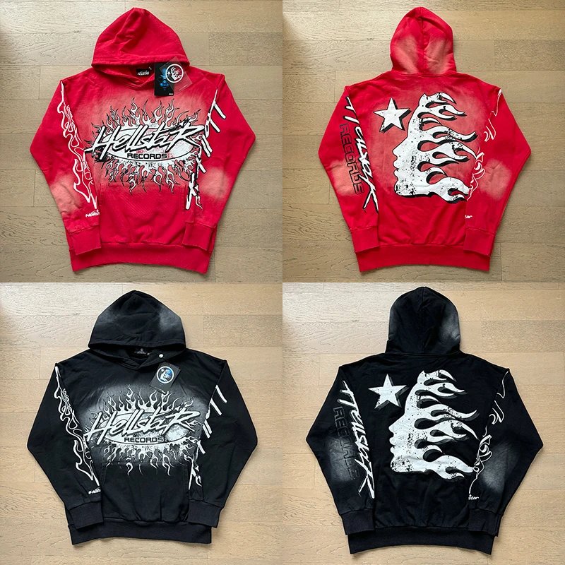 European and American trendy brand unisex casual loose terry distressed washed hoodie sweatshirt