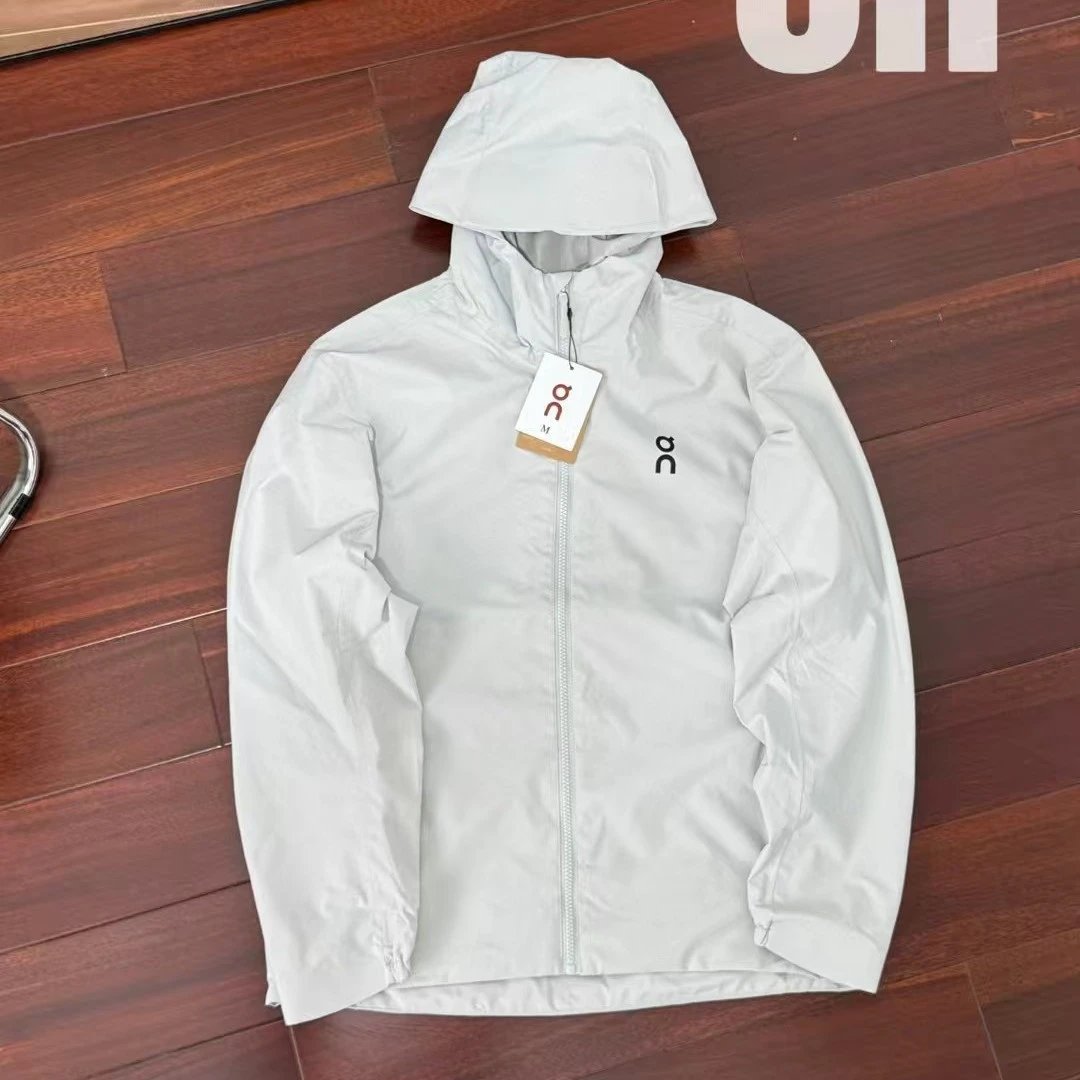 On Running Windbreaker White Olive Black Lightweight Hooded Jacket