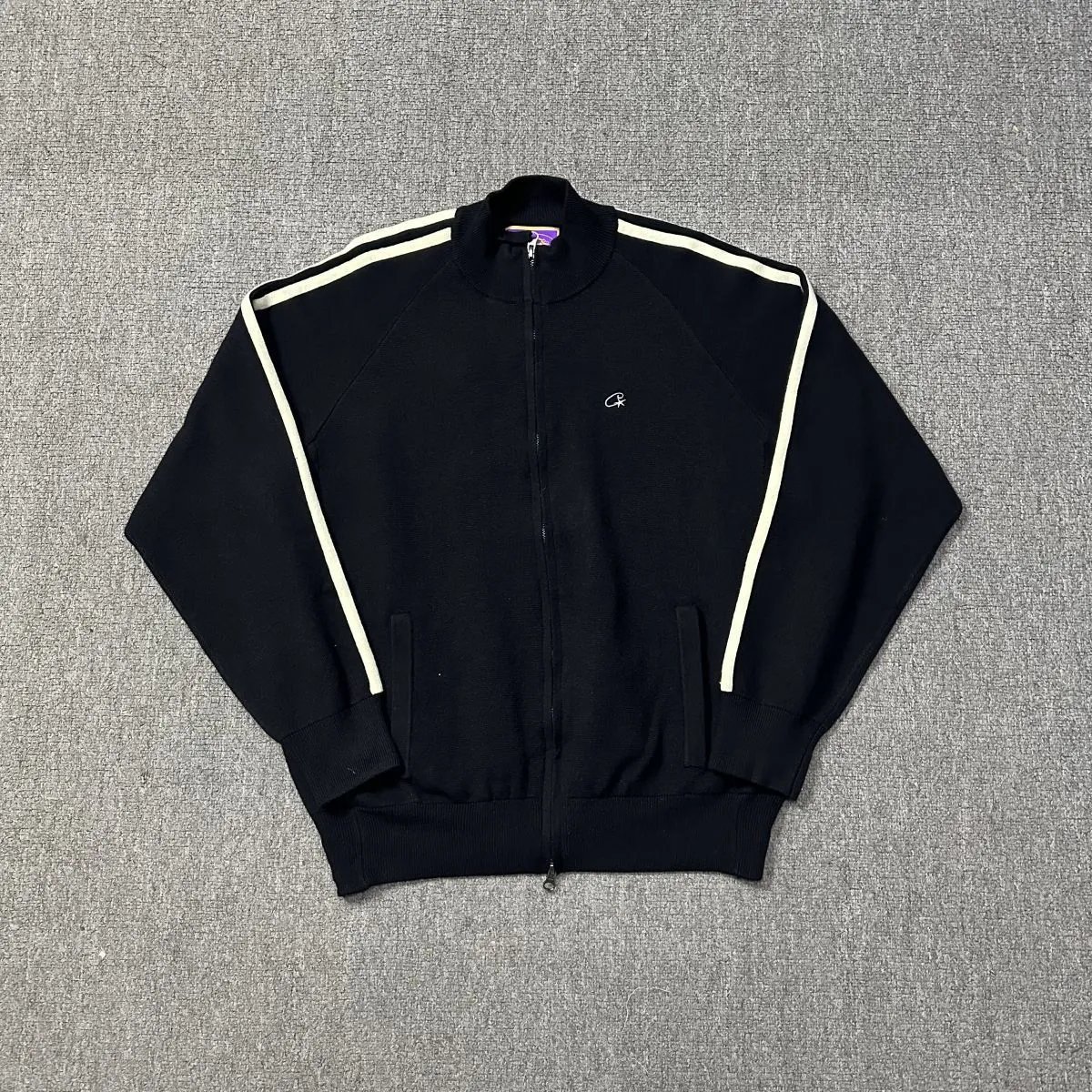 CR Knit Black Red Blue Track Jacket