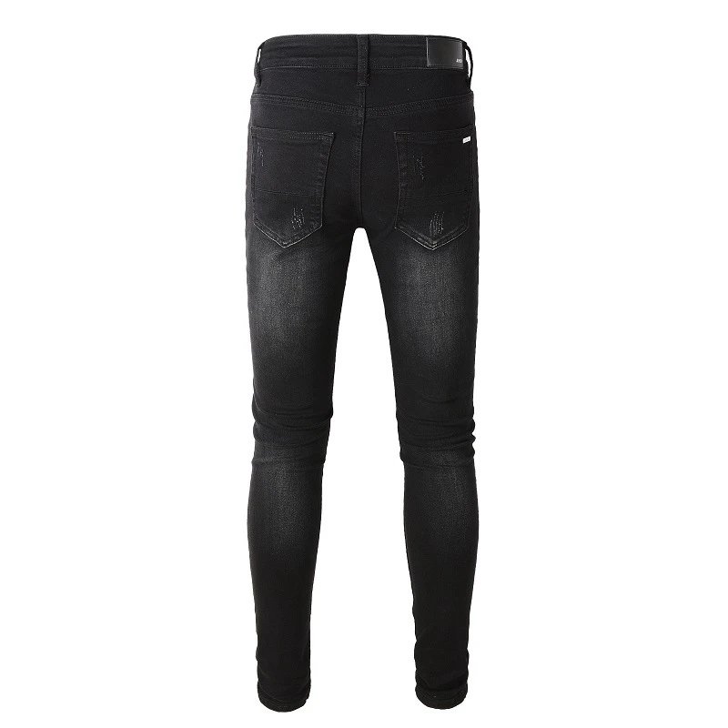 Amiri Black Distressed Angel Print Slim Fit Jeans