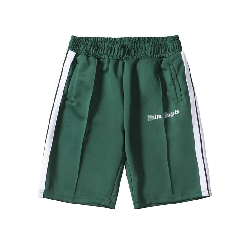 Beige Track Shorts with White Side Stripes Sporty