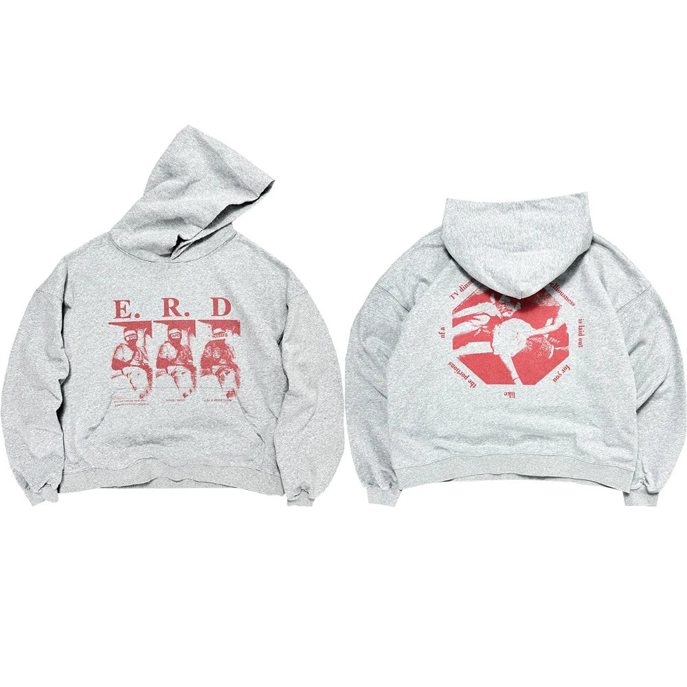 ERD Slogan Hole Hooded Sweatshirt photo 7