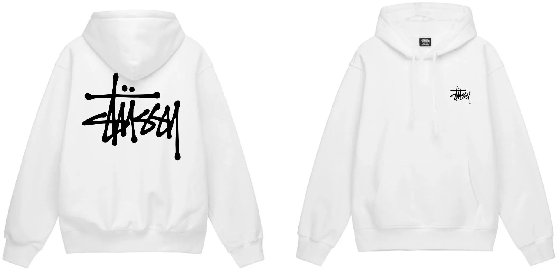 Stussy Classic Black Graphic Hooded Sweatshirt