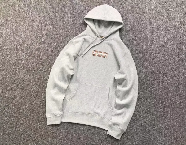 Supreme x Burberry Box Logo Hoodie Gray - 1