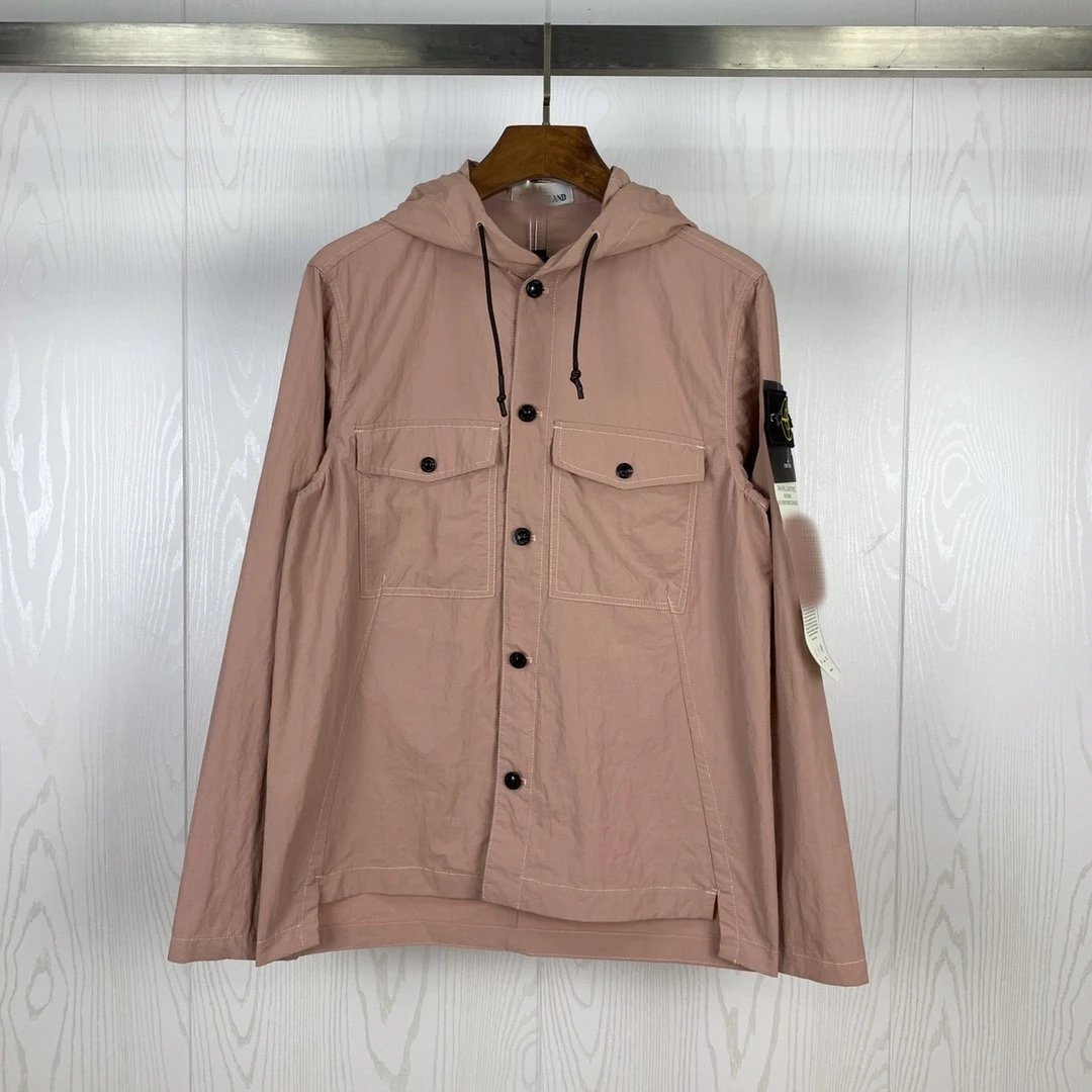 Stone Island Hooded Black Button-Up Field Jacket