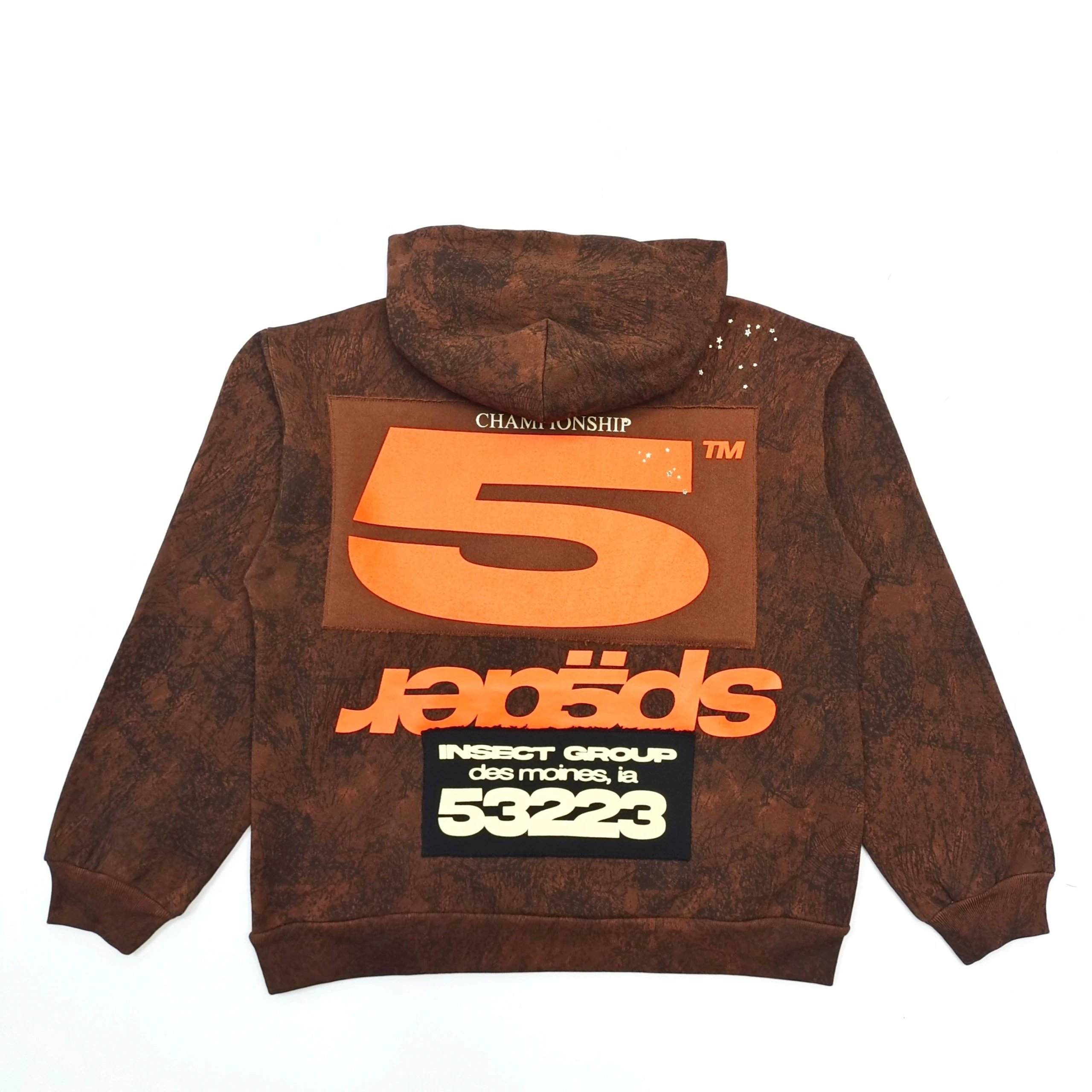 Brown Tie-Dye Graphic Hooded Sweatshirt