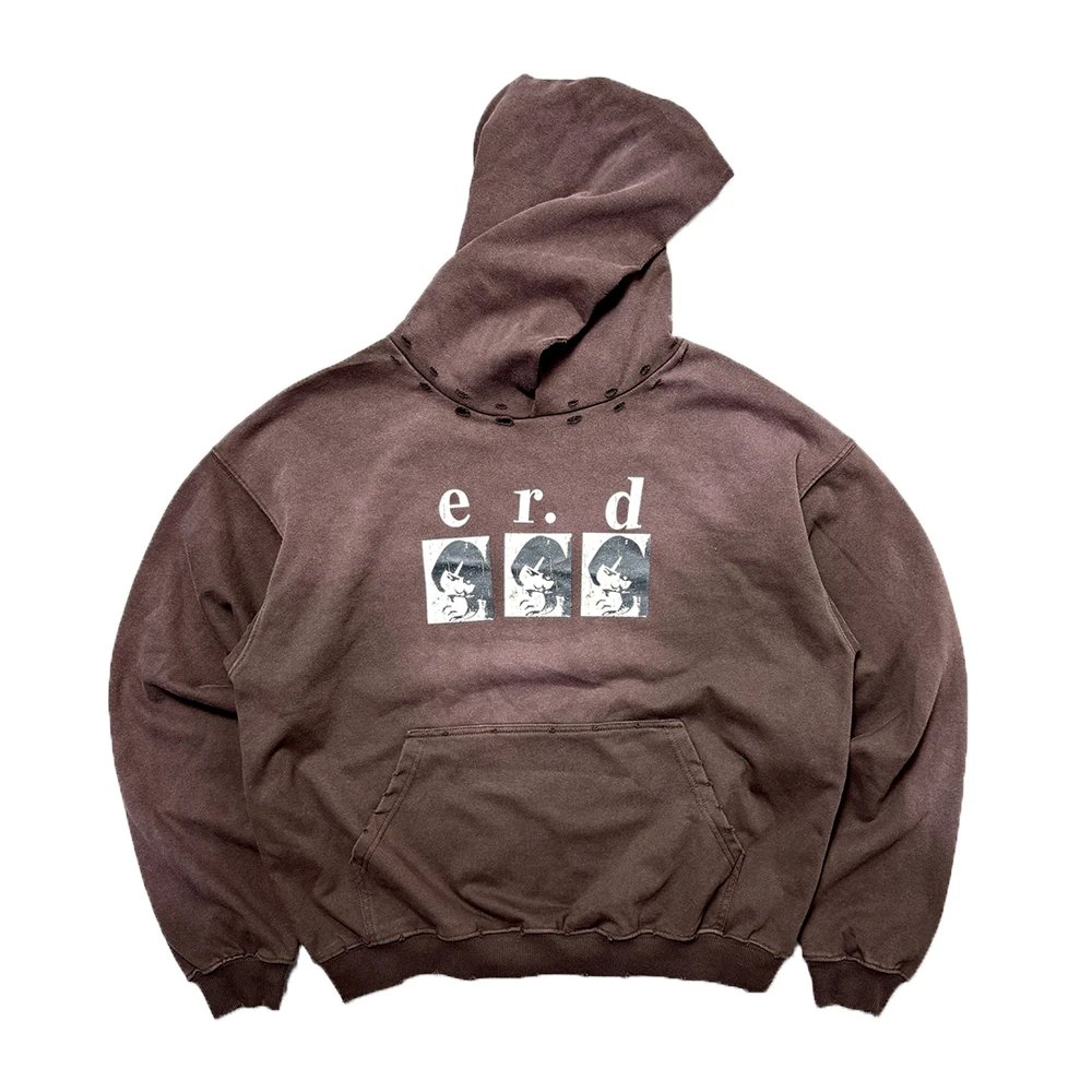 ERD Slogan Hole Hooded Sweatshirt photo 6