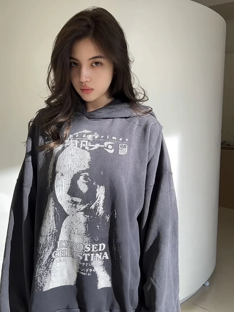 E.R.D Distressed Cotton Hoodie Assorted Colors Graphic Streetwear
