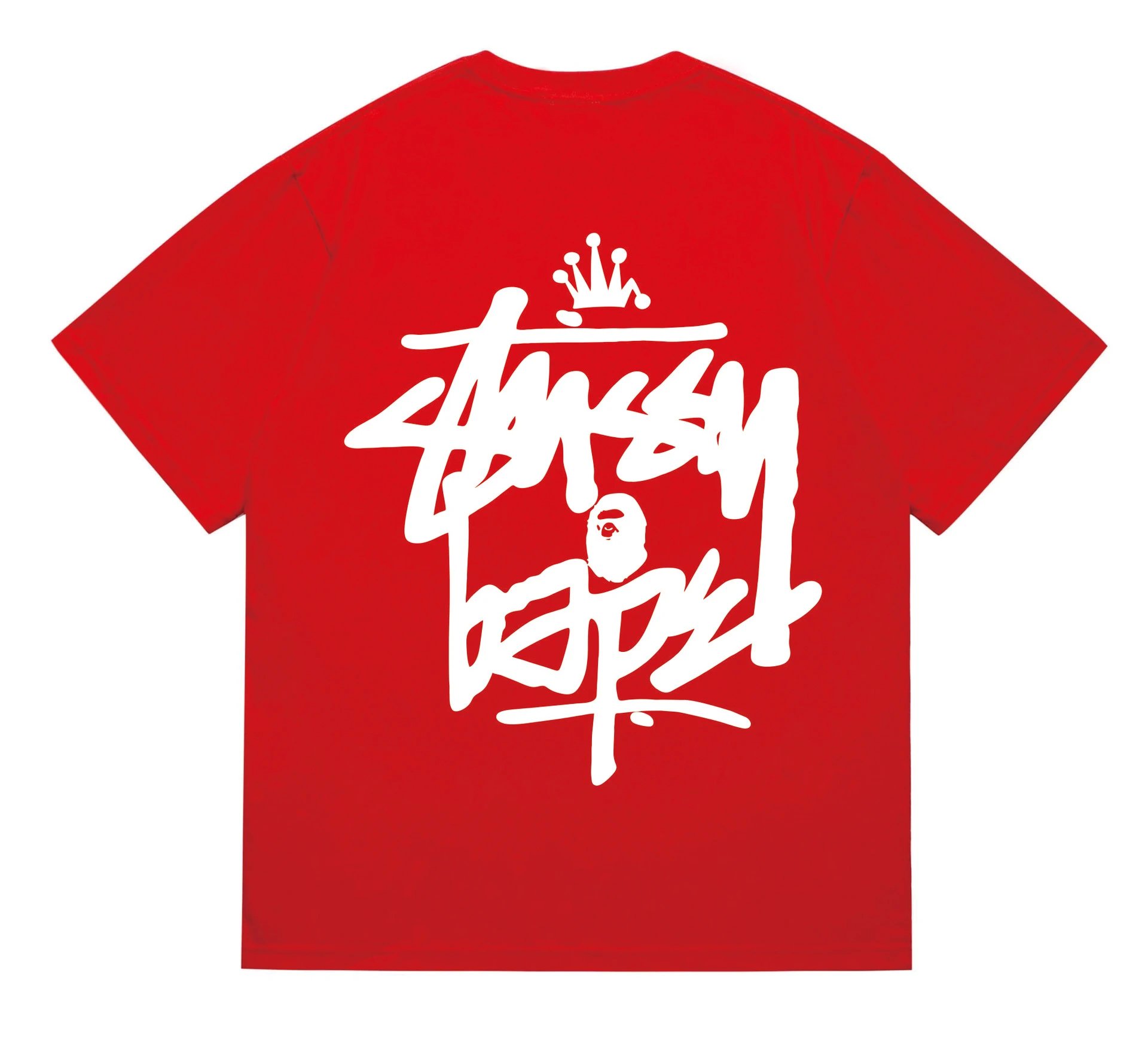 Stussy X Bape Black Graphic Streetwear T-Shirt