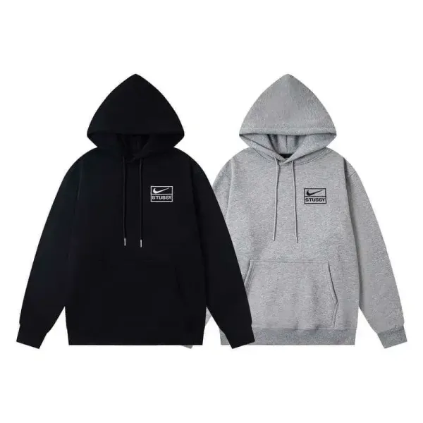Nike x Stussy Logo Zip-Up Hoodie Gray - 4