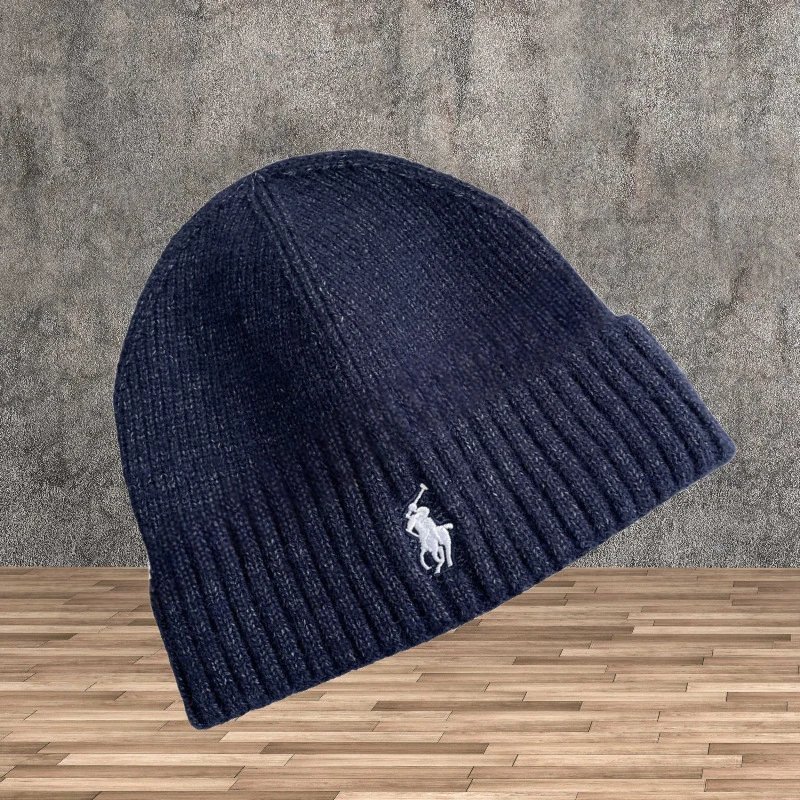 Polo Ralph Lauren Black Ribbed Knit Beanie