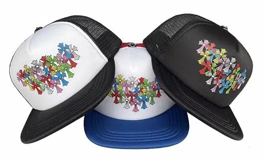 Chrome Hearts Cross Motif White Black Blue Red Trucker Hat