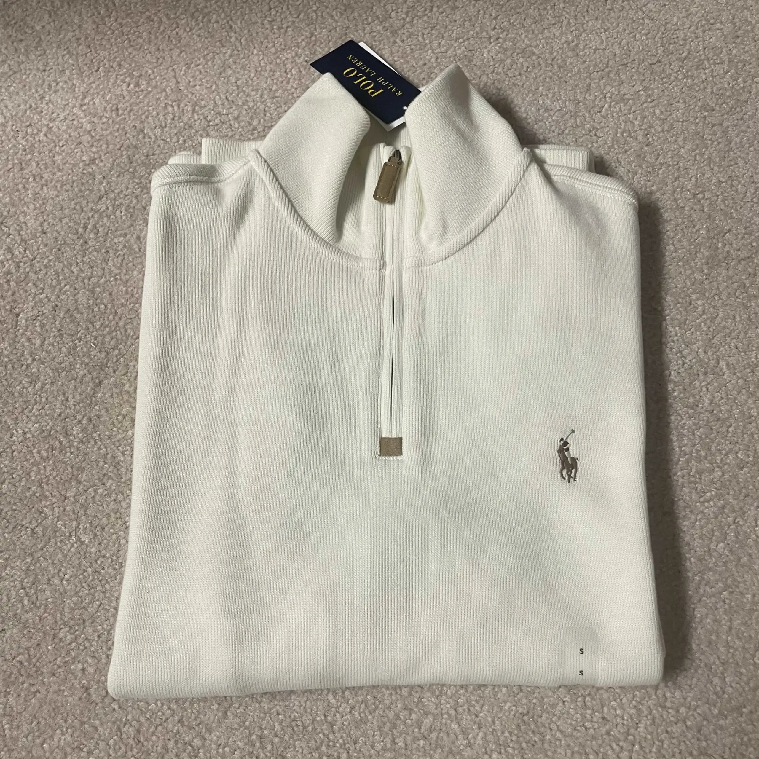 Ralph Lauren solid color half-zip logo embroidered sweatshirt
