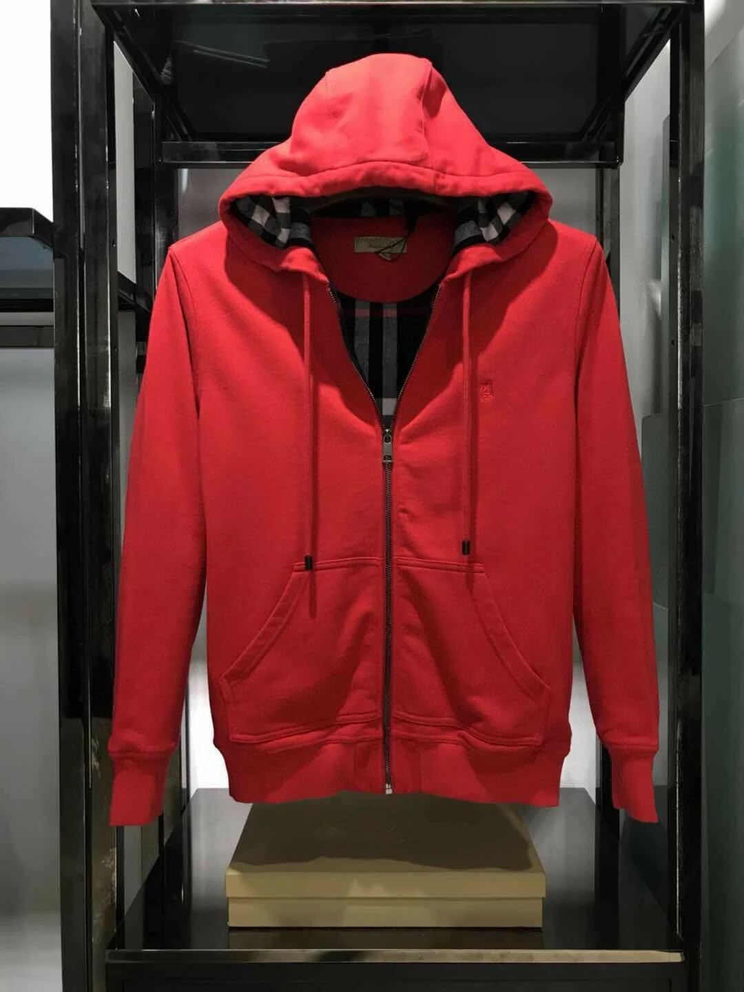 Burberry Hooded Zip-Up Sweatshirt Gray Classic