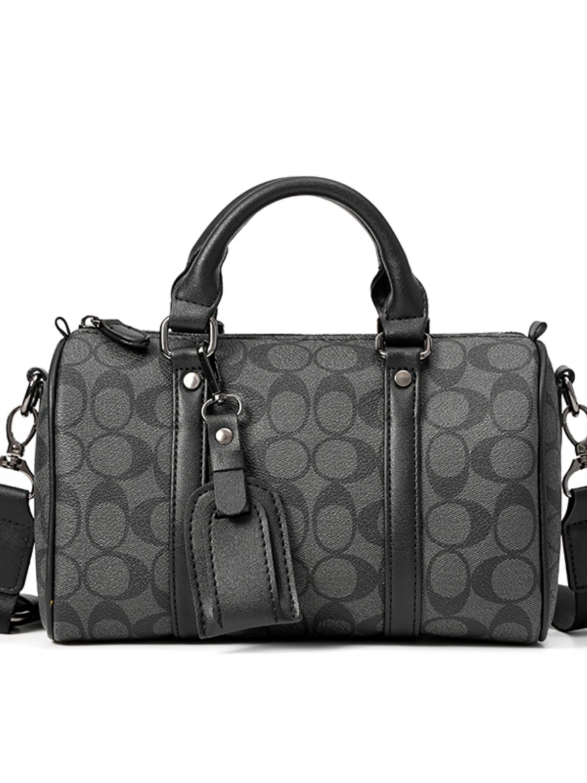 Coach Mini Bowling Bag Black Monogram Leather Crossbody