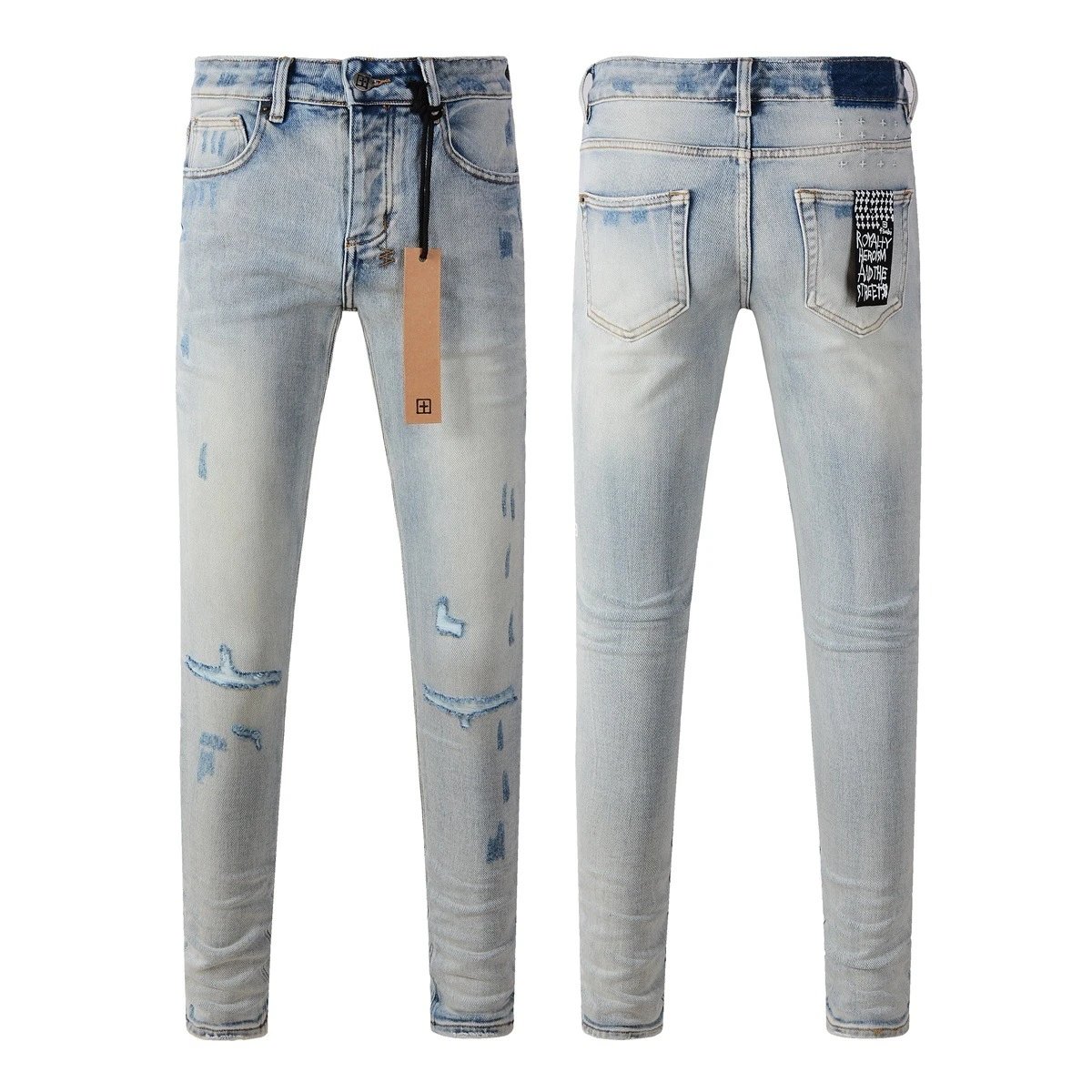 Distressed Light Blue Slim Fit Denim Jeans