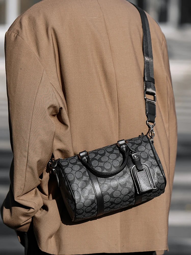 Coach Mini Bowling Bag Black Monogram Leather Crossbody