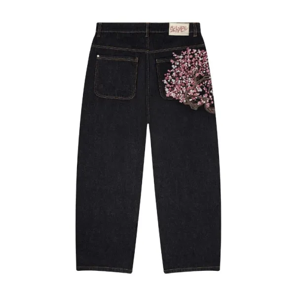 Schwarz Dragon Embroidery Black Jeans - 3