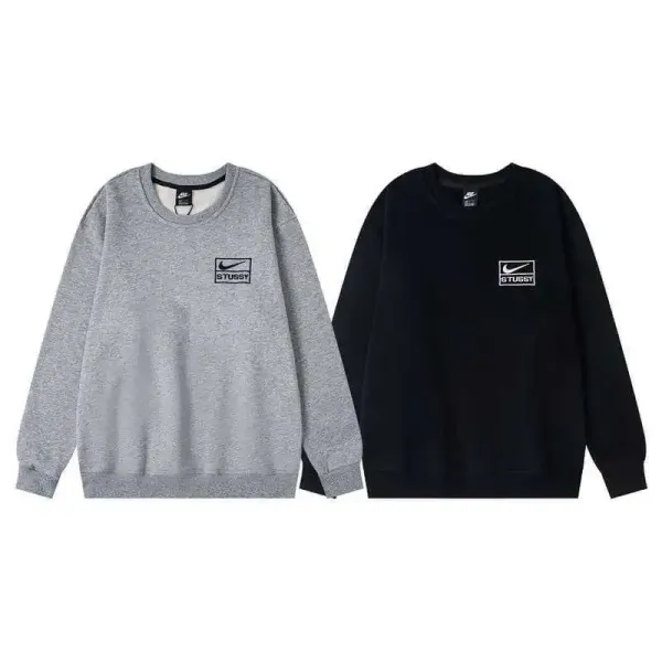 Nike x Stussy Logo Zip-Up Hoodie Gray - 3