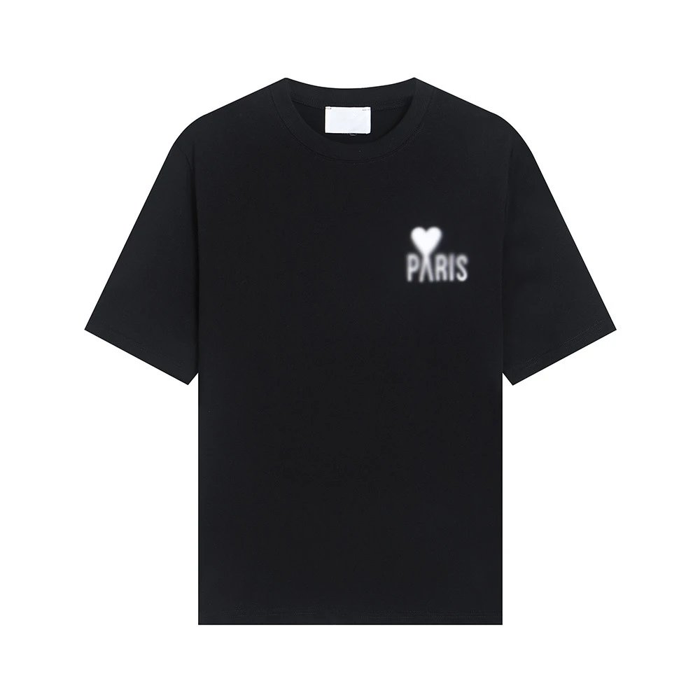 Cotton T-Shirt White Rainbow Heart Embroidery Graphic Tee