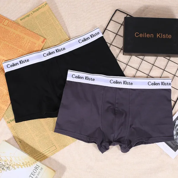 Design Ceilen Klste Classic Waistband Boxer Briefs Black and Charcoal Gray Underwear - 1