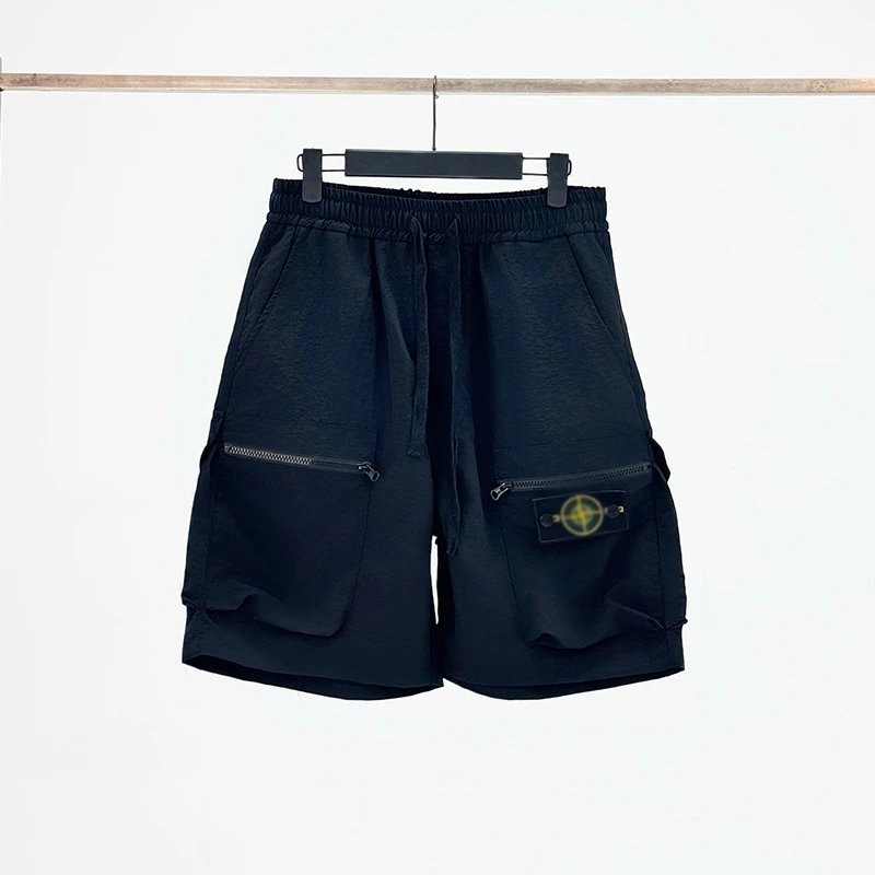Stone Island Compass Logo Olive Gray Black Cargo Shorts