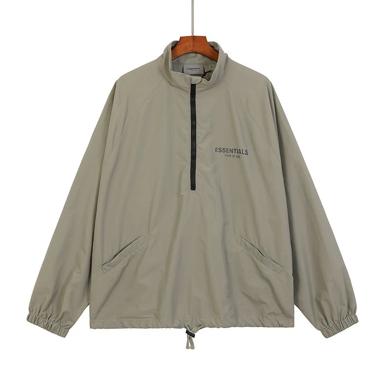 Essentials Half-Zip Black Windbreaker Jacket