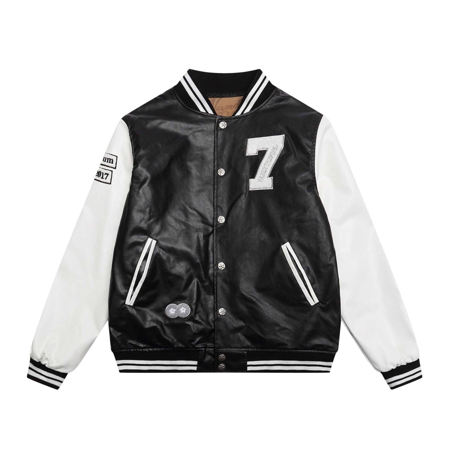Candythepink Varsity Jacket Red White Embroidered Floral Sleeve Bomber