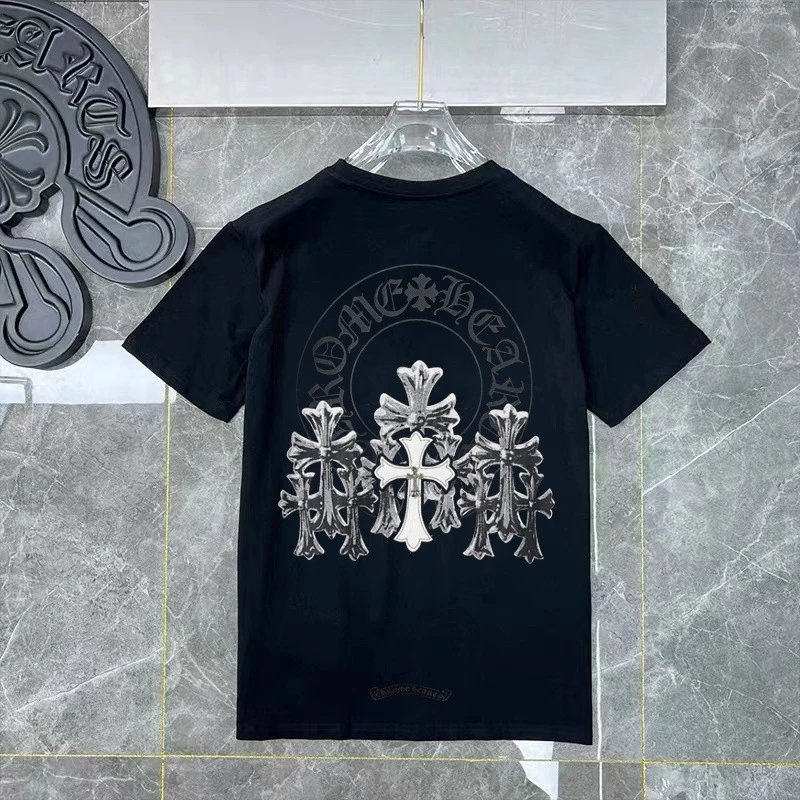 Chrome Hearts Black Gothic Cross Print T-Shirt