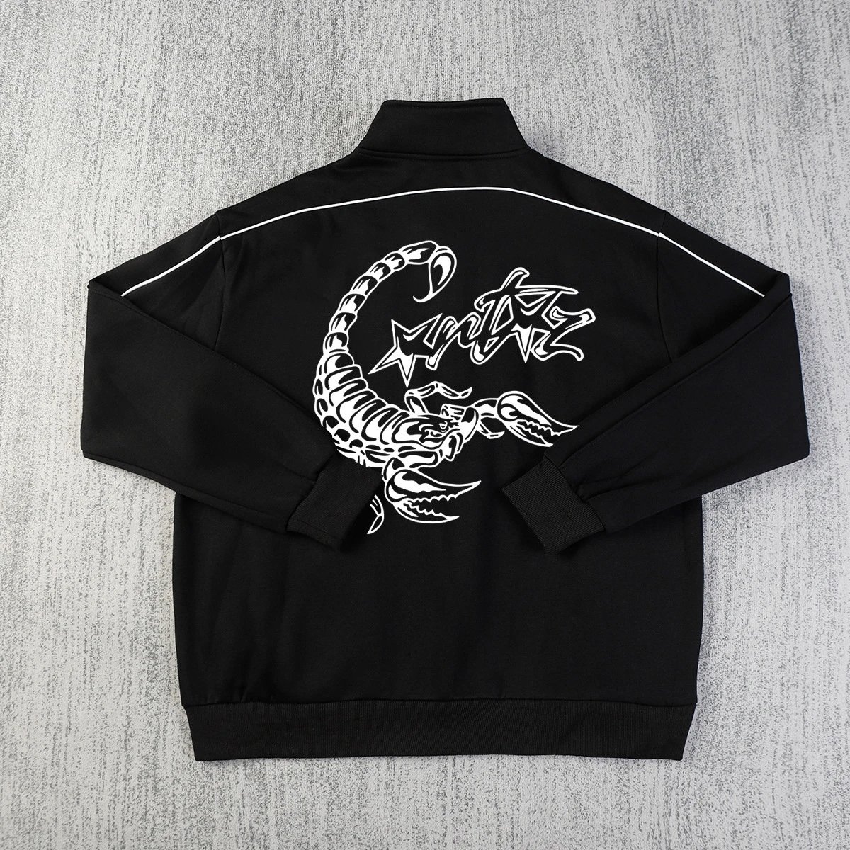 Corteiz Black Script Logo Full Zip Track Jacket