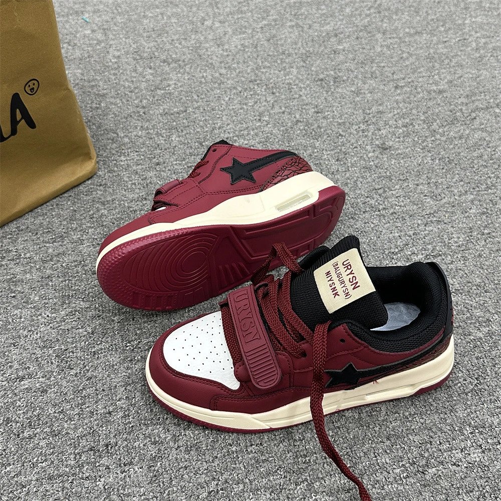 URYSN Men's Burgundy Colorblock Air Cushion Skateboard Shoes