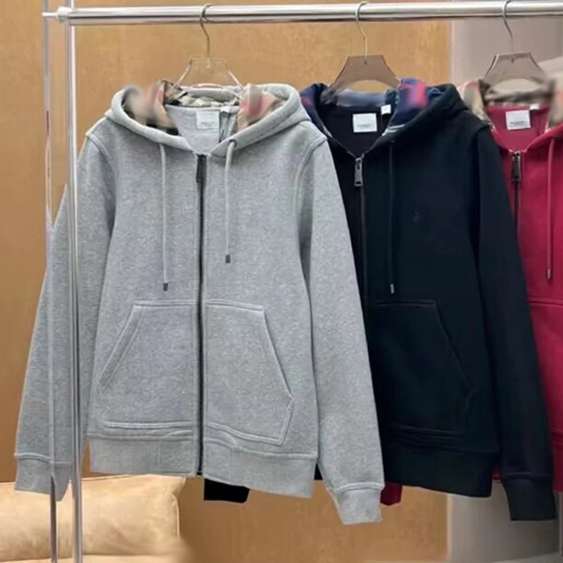 Classic Cotton Hooded Sweatshirt Men's Loose Embroidered Zipper Cardigan Casual Tops Women's Jacket