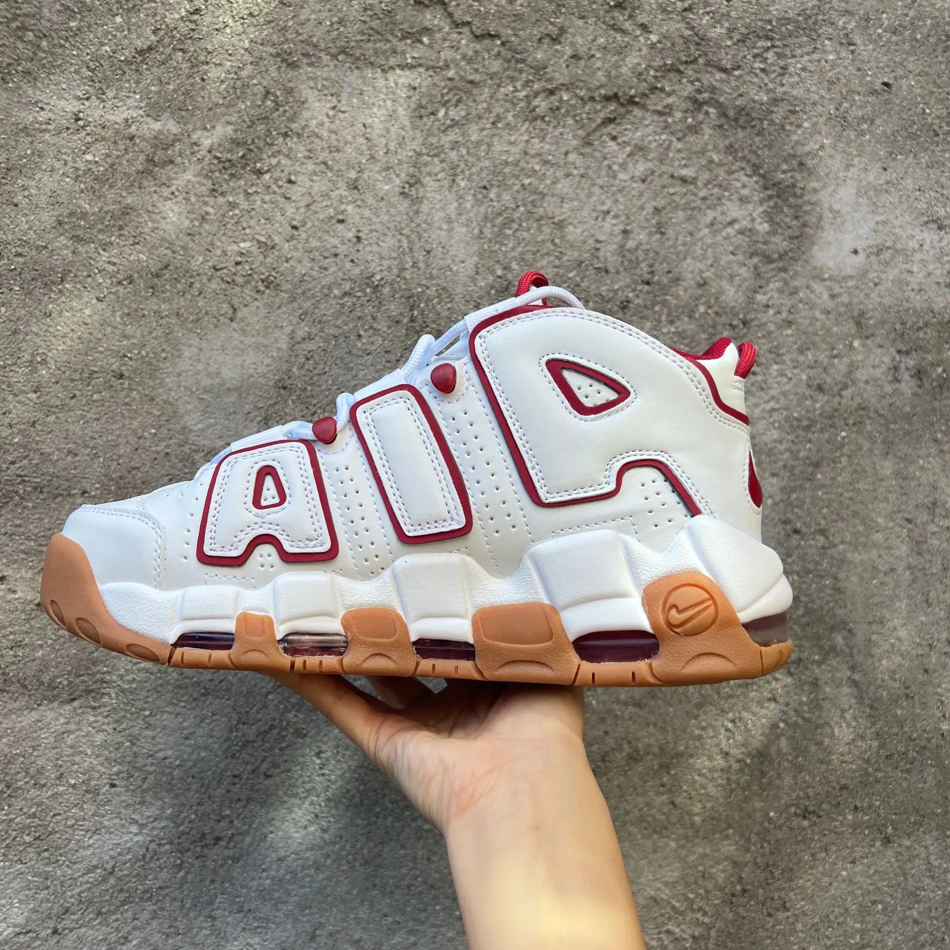 Nike Air More Uptempo White Grey Pink Basketball Sneakers