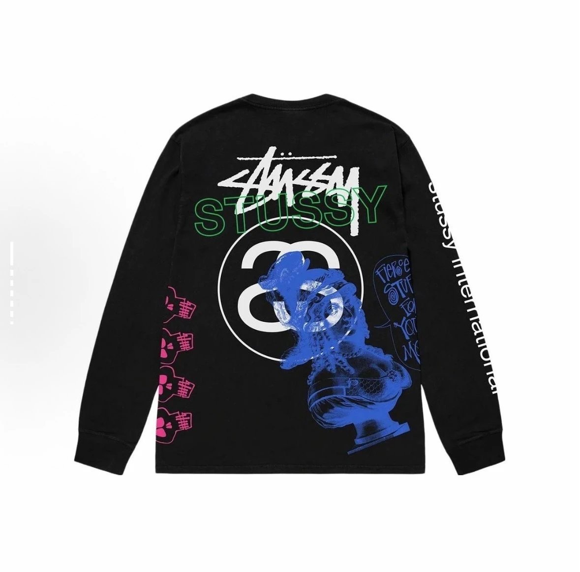 Stussy Classic Black Graphic Long Sleeve Tee
