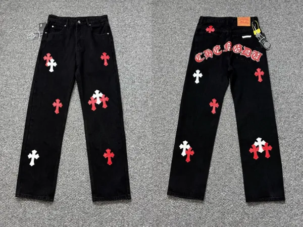 Chrome Hearts Cross Patch Black Straight-Leg Jeans - 1