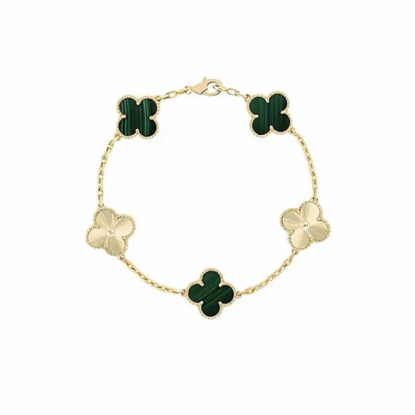 Van Cleef & Arpels Alhambra Bracelet with Malachite and Gold Jewelry - 1