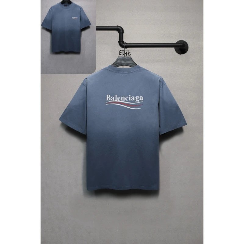 Balenciaga Distressed Letter Print Short-Sleeve T-Shirt