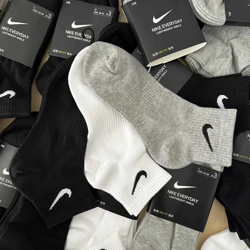 Nike Everyday Lightweight Ankle Black Gray White Casual Socks
