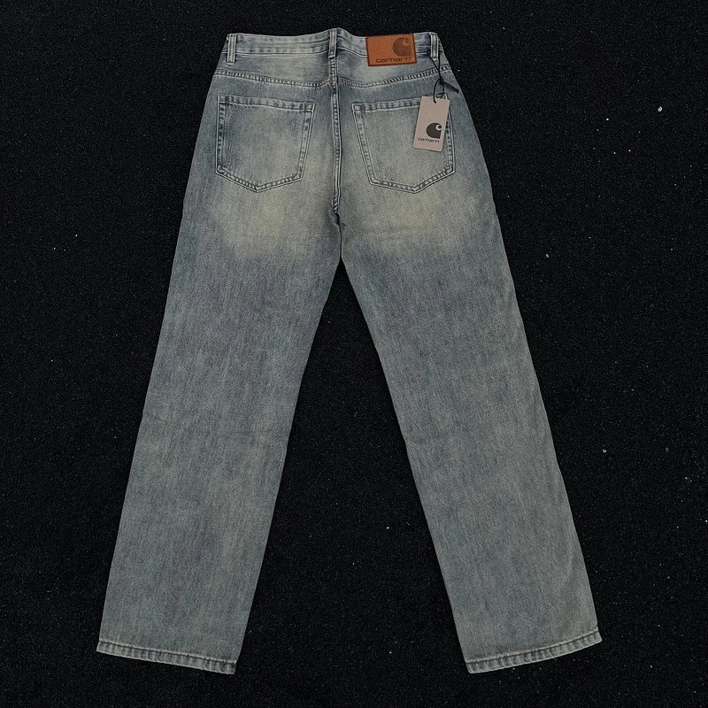 Carhartt Straight Fit White And Light Wash Denim Jeans