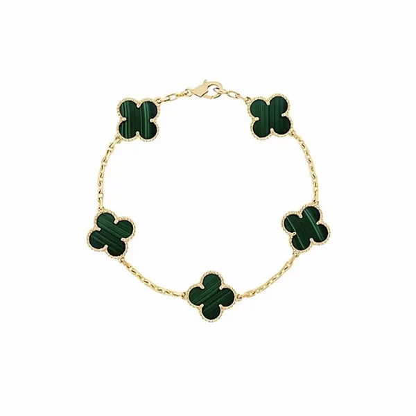Van Cleef & Arpels Alhambra Malachite Gold Bracelet Jewelry - 1