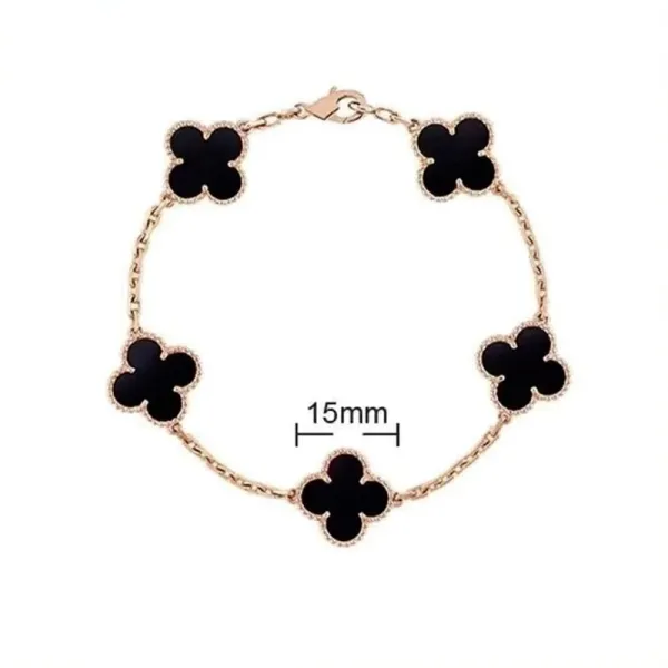 Van Cleef & Arpels Alhambra Black Onyx Four-Leaf Clover Bracelet Jewelry - 1