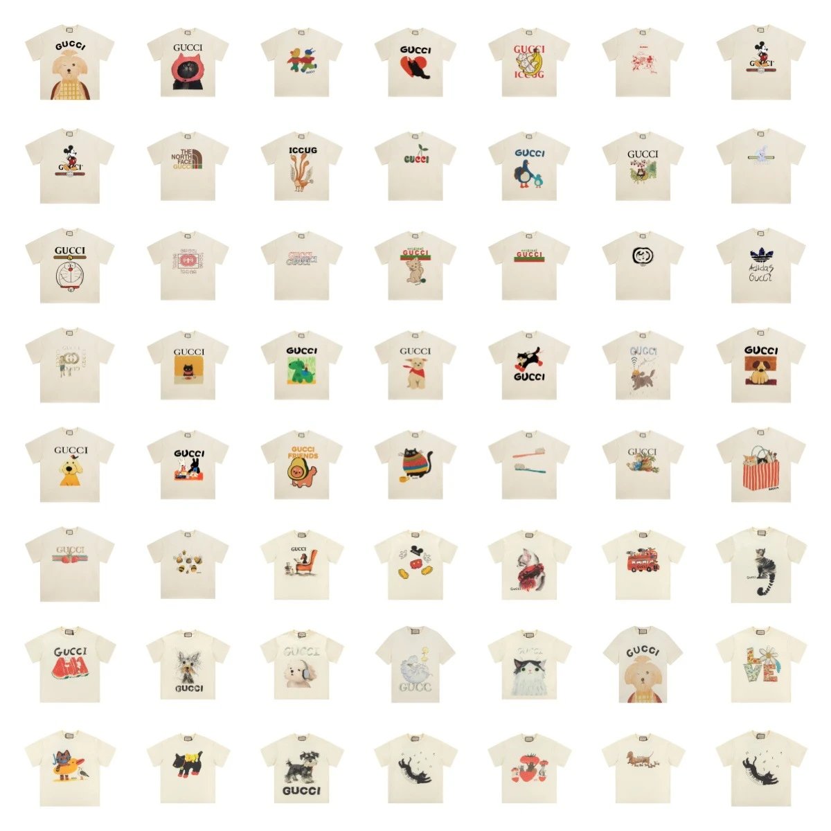 Gucci Dog Print Cream Graphic T-Shirt