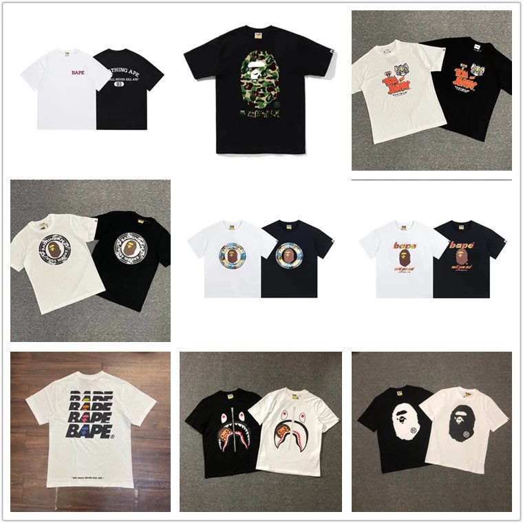 A Bathing Ape T-Shirt Black White Camo Graphic Streetwear