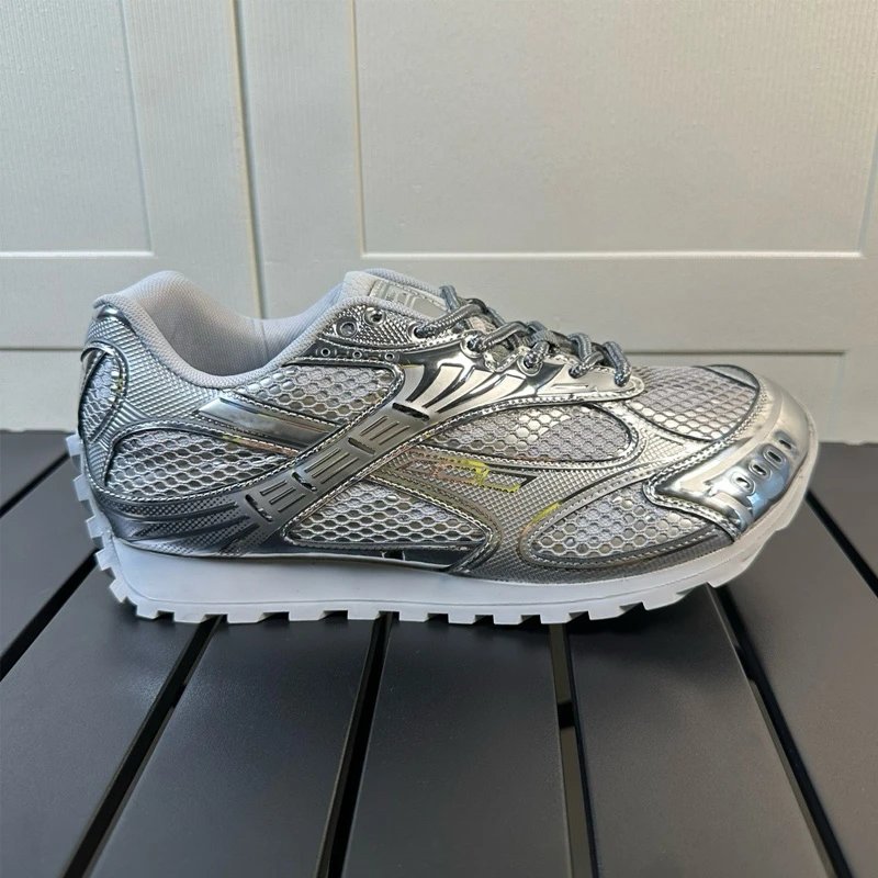 Mesh Upper Chunky Sole Sneakers Navy White Olive Brown Casual
