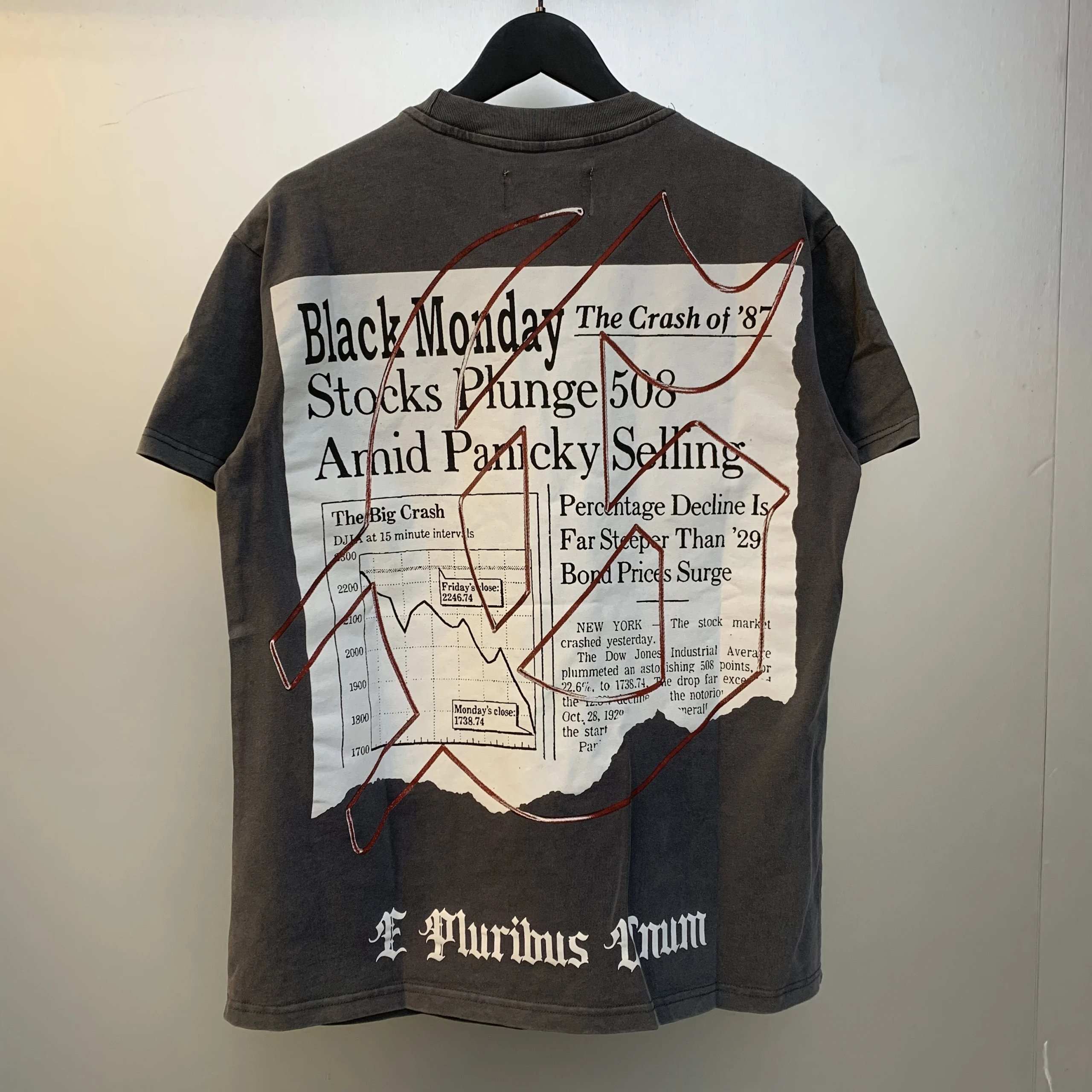 Godspeed Graphic Print Black Beige Grey Skull Shark T-Shirt