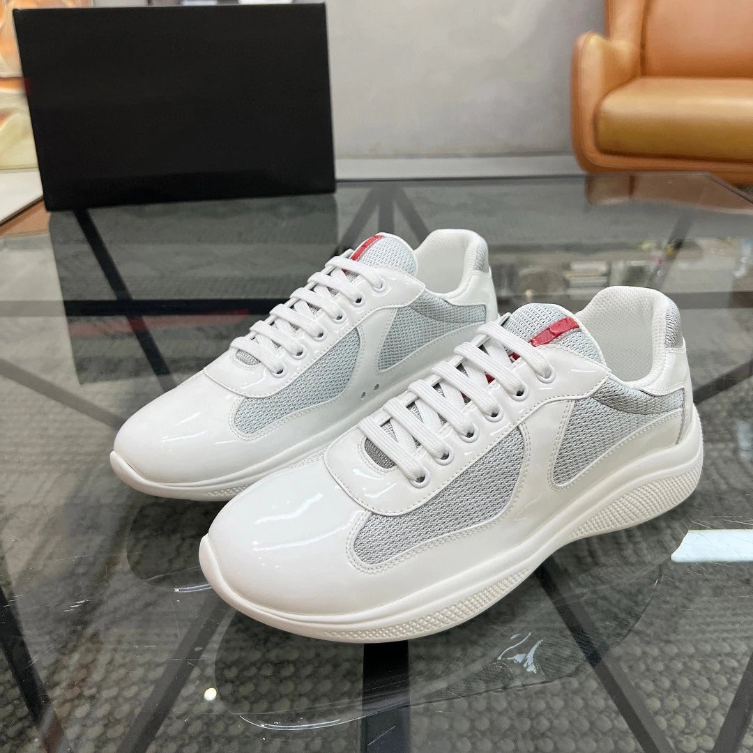 Prada Linea Rossa Black White Mesh Leather Sneakers