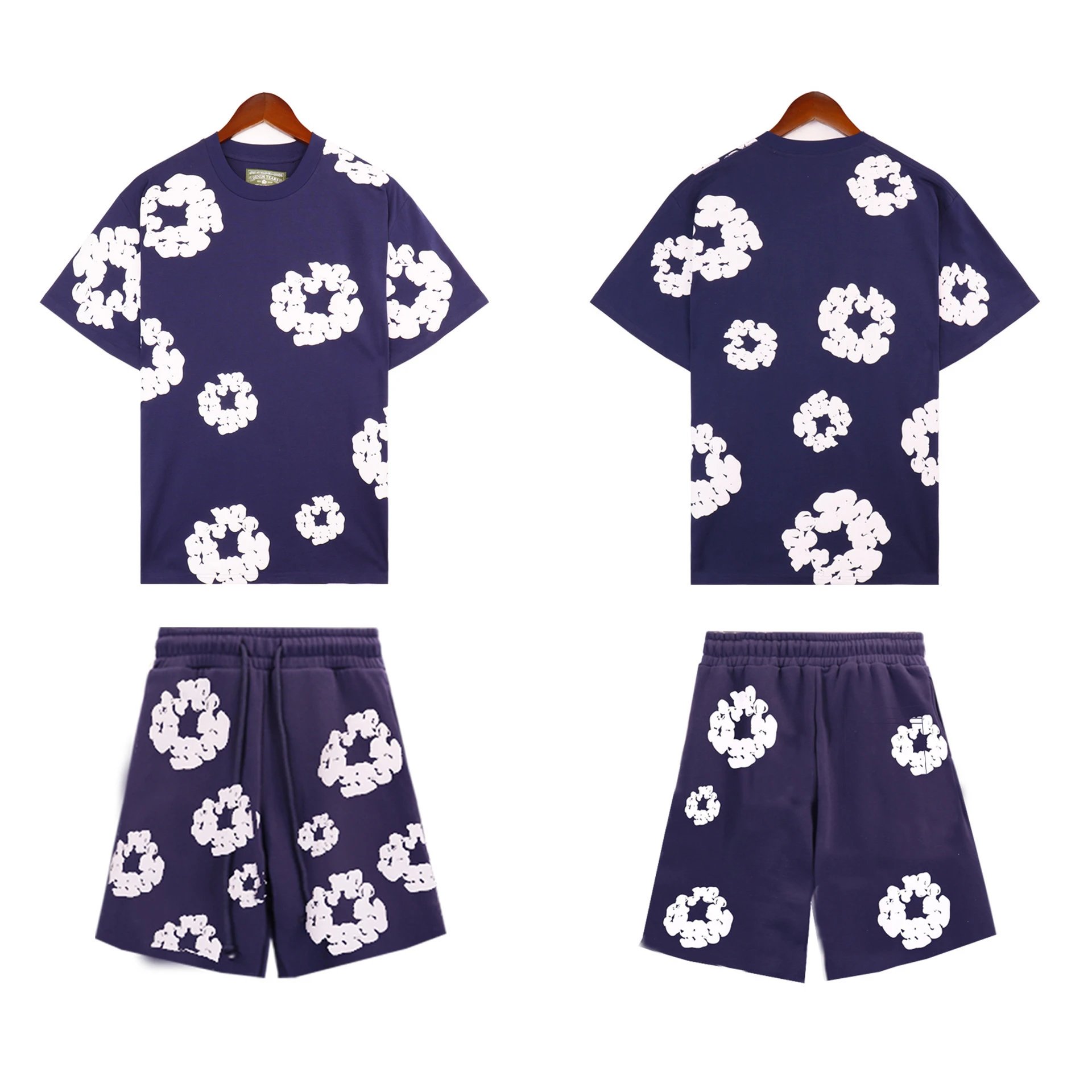 Cotton Shorts White Floral Print Casual