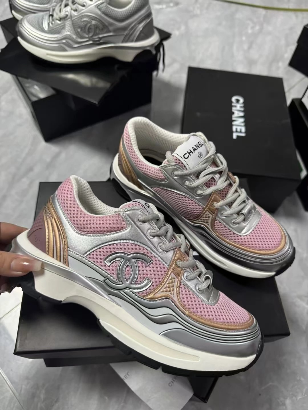Chanel Pink Sneakers