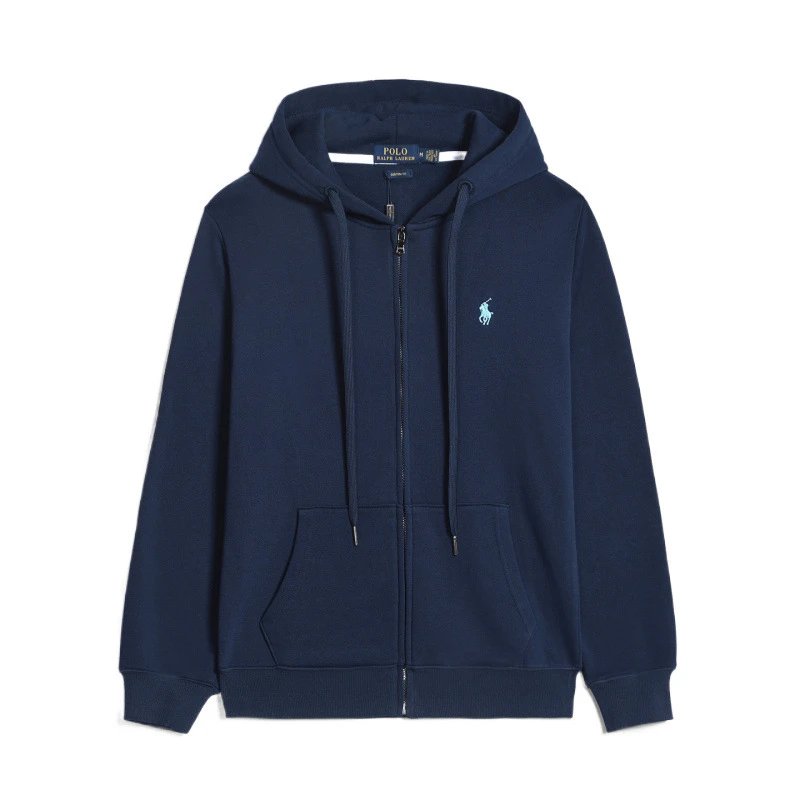 Polo Hooded Cardigan Solid Color Sweatshirt